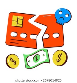 Icono de diseño moderno de tarjeta rota