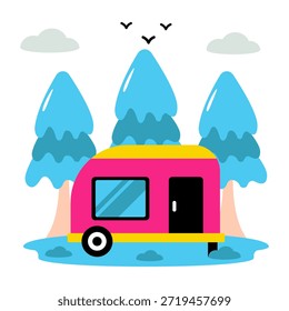 Icono de diseño moderno de caravana 