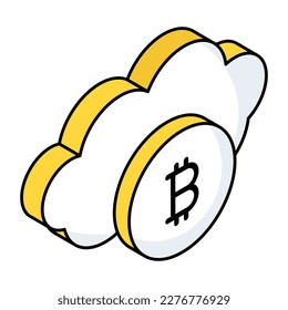 Modernes Design-Symbol für Cloud-Bitcoin