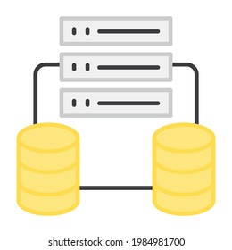 Modern design icon of connected data server racks, data structure