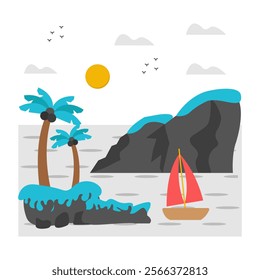 Modern design icon of island landscape