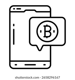 A modern design icon of mobile bitcoin chat