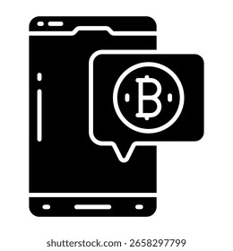 Un icono de diseño moderno de chat de bitcoin móvil