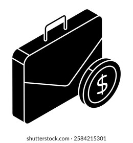 Modern design icon of money briefcase