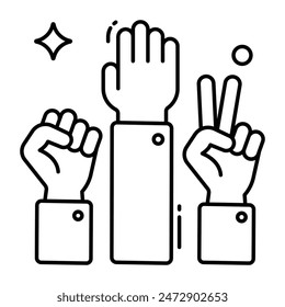 Modern design icon of raise hands