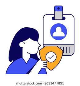 Um ícone de design moderno de cartão de identidade seguro