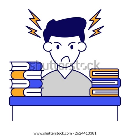 Modern design icon of stressed student