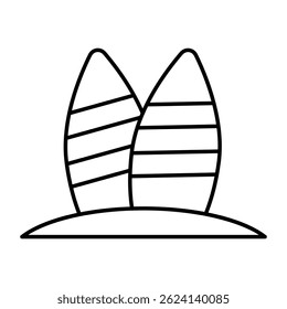 Modern design icon of surfboard
