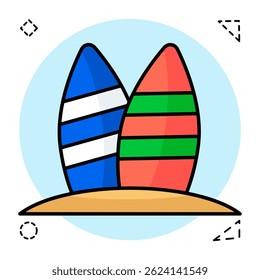 Modern design icon of surfboard