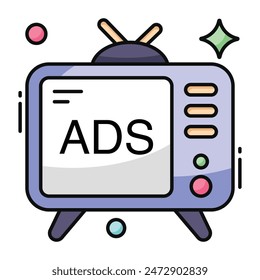 Modern design icon of tv ad