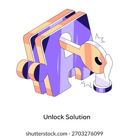 Modern design icon of unlock solution