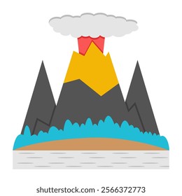 Modern design icon of volcano landscape