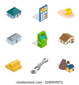 Modern design icons set. Isometric set of 9 modern design vector icons for web isolated on white background
