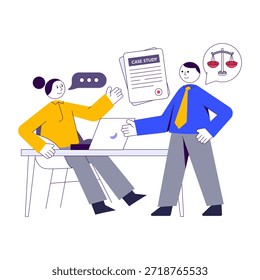 Ilustração de design moderno da discussão do caso 