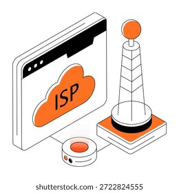 Ilustración de diseño moderno cloud isp