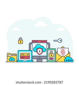 Modern design illustration of cloud security