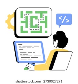 Modern design illustration of coding maze