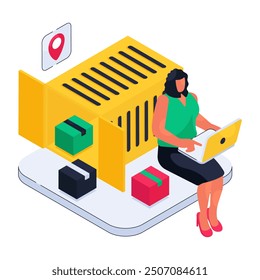 Modern design illustration of container loading 

