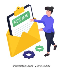 Ilustração de design moderno de envelope cv 