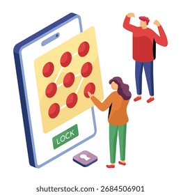 Ilustração de design moderno da trava padrão móvel
