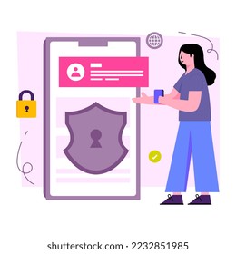 Ilustración moderna de diseño de la seguridad móvil 
