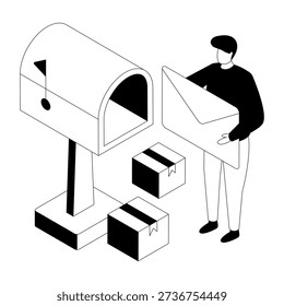 Modern design illustration of parcel receiving 