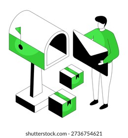 Modern design illustration of parcel receiving 
