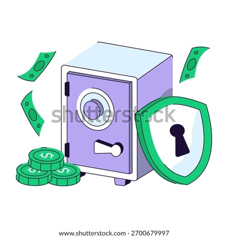 Modern design illustration of secure vault