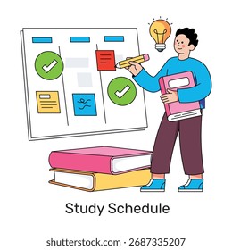 Ilustración de diseño moderno de horario de estudio
