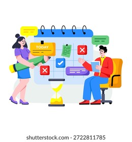 Ilustração de design moderno da programação de trabalho em equipe