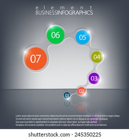Modern design infographic . 3d round element islets on dark background .