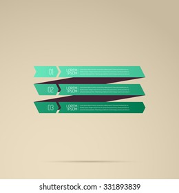 Modern Design Infographic with numbered stripes template, green gradient stripes on light brown background