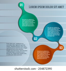 Modern Design infographic style template on gray textured background with numbered 3d effect circle. Vector illustration EPS 10 for new product newsletters, web banners, pages presentation