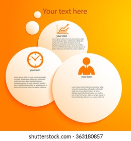 Modern Design infographic style template on white background with numbered 3d effect circle. Vector illustration EPS 10 for new product newsletters, web banners, pages presentation