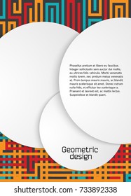 Modern Design infographic style template on maze background with  3d effect circle. Vector illustration EPS 10 for new product newsletters, web banners, pages presentation, booklet layout, leaflet