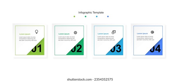 Moderno diseño infográfico de elementos de plantilla vector con concepto de 4 pasos o opciones adecuadas para la presentación web gráfica y empresarial.
