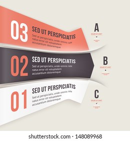Modern design infographic template. Numbered banners. Minimal style design for business graphic. Paper background origami design. Cutout lines and other design elements.