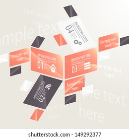 Modern design infographic template. Numbered banners. Minimal style design for business graphic. Paper background origami design. Cutout lines and other design elements.