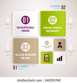 Modern design infographic template. Numbered banners. Minimal style design for business graphic. Paper background origami design. Cutout lines and other design elements.