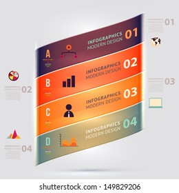 Modern design infographic template. Numbered banners. Minimal style design for business graphic. Paper background origami design. Cutout lines and other website design elements.