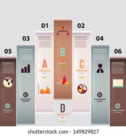 Plantilla de infografía de diseño moderno. Carteles numerados. Diseño de estilo mínimo para gráficos empresariales. Diseño de origami de fondo de papel. Líneas de corte y otros elementos de diseño de sitios web.