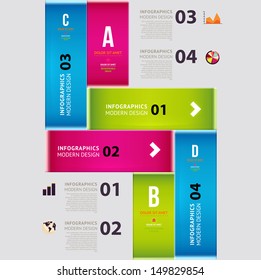 Plantilla de infografía de diseño moderno. Carteles numerados. Diseño de estilo mínimo para gráficos empresariales. Diseño de origami de fondo de papel. Líneas de corte y otros elementos de diseño de sitios web.