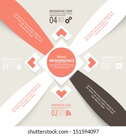 Modern design infographic template. Numbered banners. Minimal style design for business graphic. Paper background origami design. Cutout lines and other design elements.