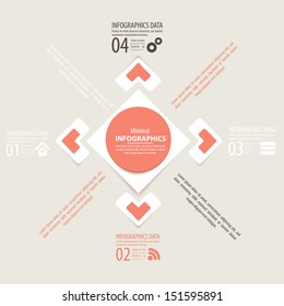 Modern design infographic template. Numbered banners. Minimal style design for business graphic. Paper background origami design. Cutout lines and other design elements.