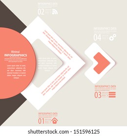 Modern design infographic template. Numbered banners. Minimal style design for business graphic. Paper background origami design. Cutout lines and other design elements.