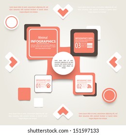 Modern design infographic template. Numbered banners. Minimal style design for business graphic. Paper background origami design. Cutout lines and other design elements.