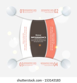 Modern design infographic template. Numbered banners. Minimal style design for business graphic. Paper background origami design. Cutout lines and other design elements.