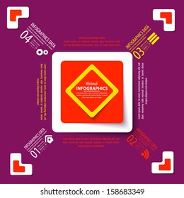 Modern design infographic template. Numbered banners. Minimal style design for business graphic. Paper background origami design. Cutout lines and other design elements.