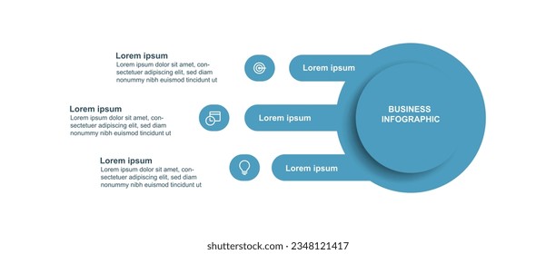 Modern design infographic template vector element with business icons and 3 step or options concept.