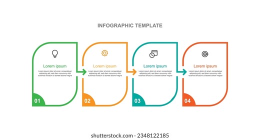 Elemento vectorial de plantilla infográfica de diseño moderno con iconos empresariales y línea de tiempo de concepto de 4 pasos o opciones.